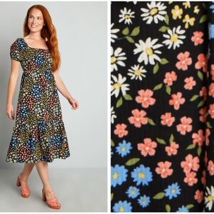 NWT Black Floral Organic Cotton Dress by Princess Highway x Modcloth